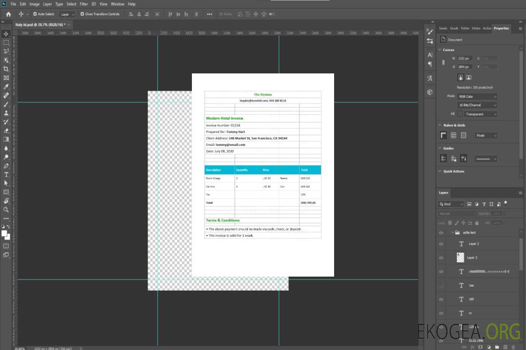 Modèle de facture d'hôtel moderne template